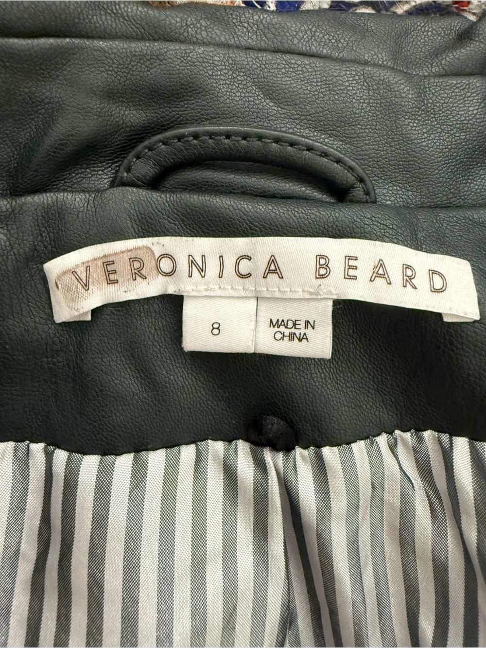 Veronica Beard Hollis Dickey Faux Leather Blazer | Forest Green Size 8 - Picture 10 of 14